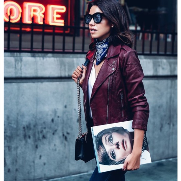 Lucky Brand Jackets & Blazers - Lucky Brand Burgundy Leather Biker Jacket